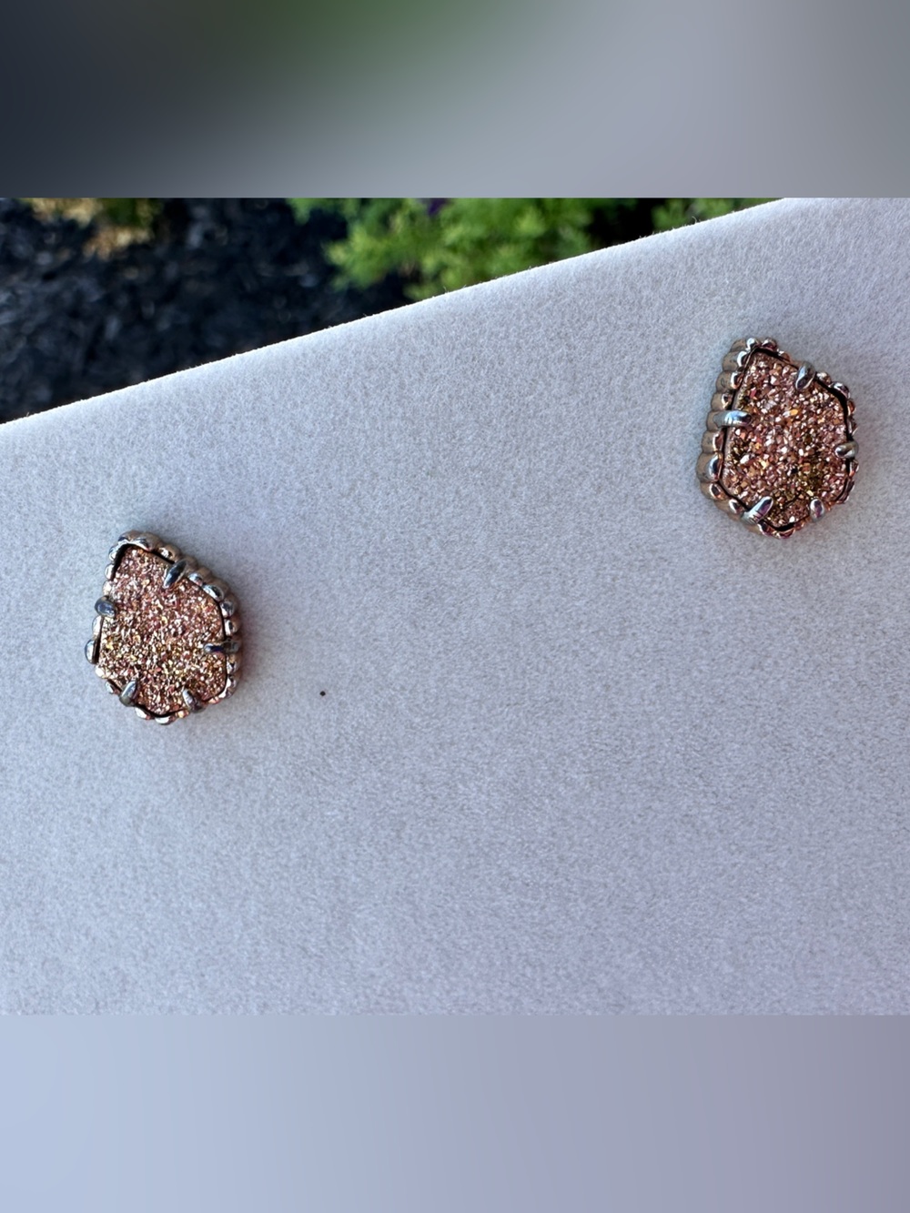 Kendra Scott Rose Gold Glitter Druzy Stud Earrings